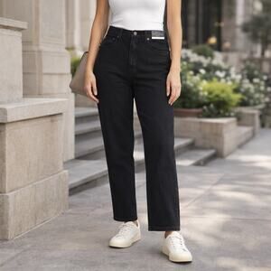 Abercrombie & Fitch 90s Straight Ultra High Rise Jeans Black 32 14R NWT
